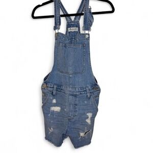 Madewell size two 2 distressed denim overalls